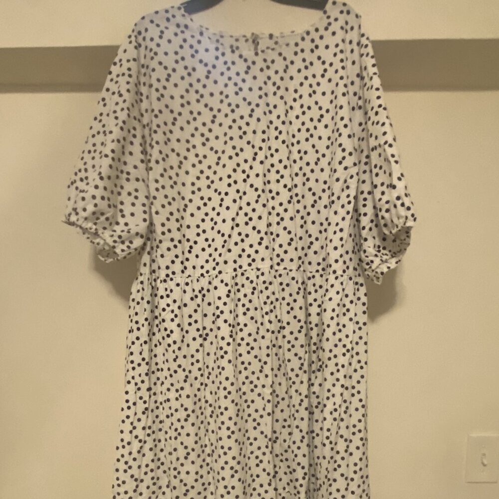 ASOS Curve Tiered Poplin Smock Midi Dress, Black/White Polka Dots - 26W